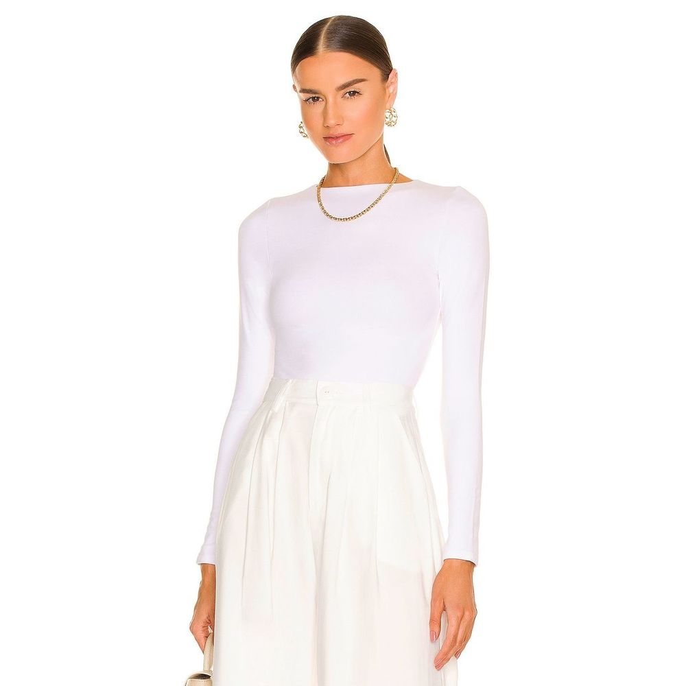 RE ONA Signature Long Sleeve in White Size S REVOLVE MSRP $75